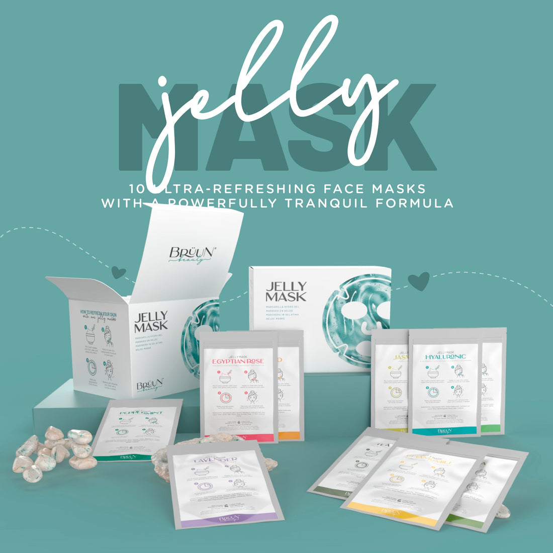BRÜUN Jelly Mask 10 Kit Hydro Face Mask Peel-Off Jelly Kit Bruun Beauty