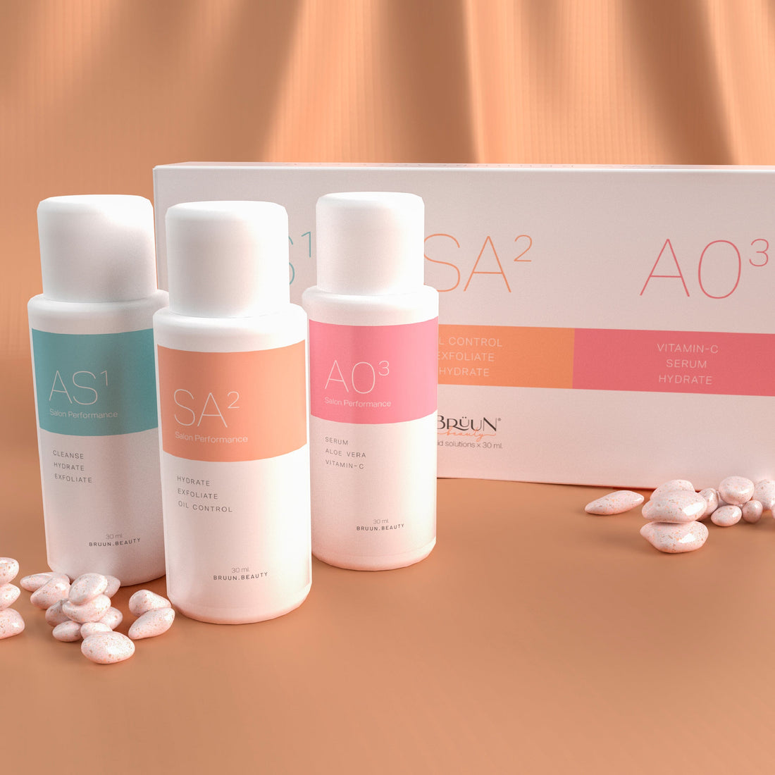 Hydrogen Oxygen Facial Machine Serums – 30ml Aqua Peeling Solution Pack (AS1, SA2, AO3) – Skin Care for Home & Spa Bruun Beauty