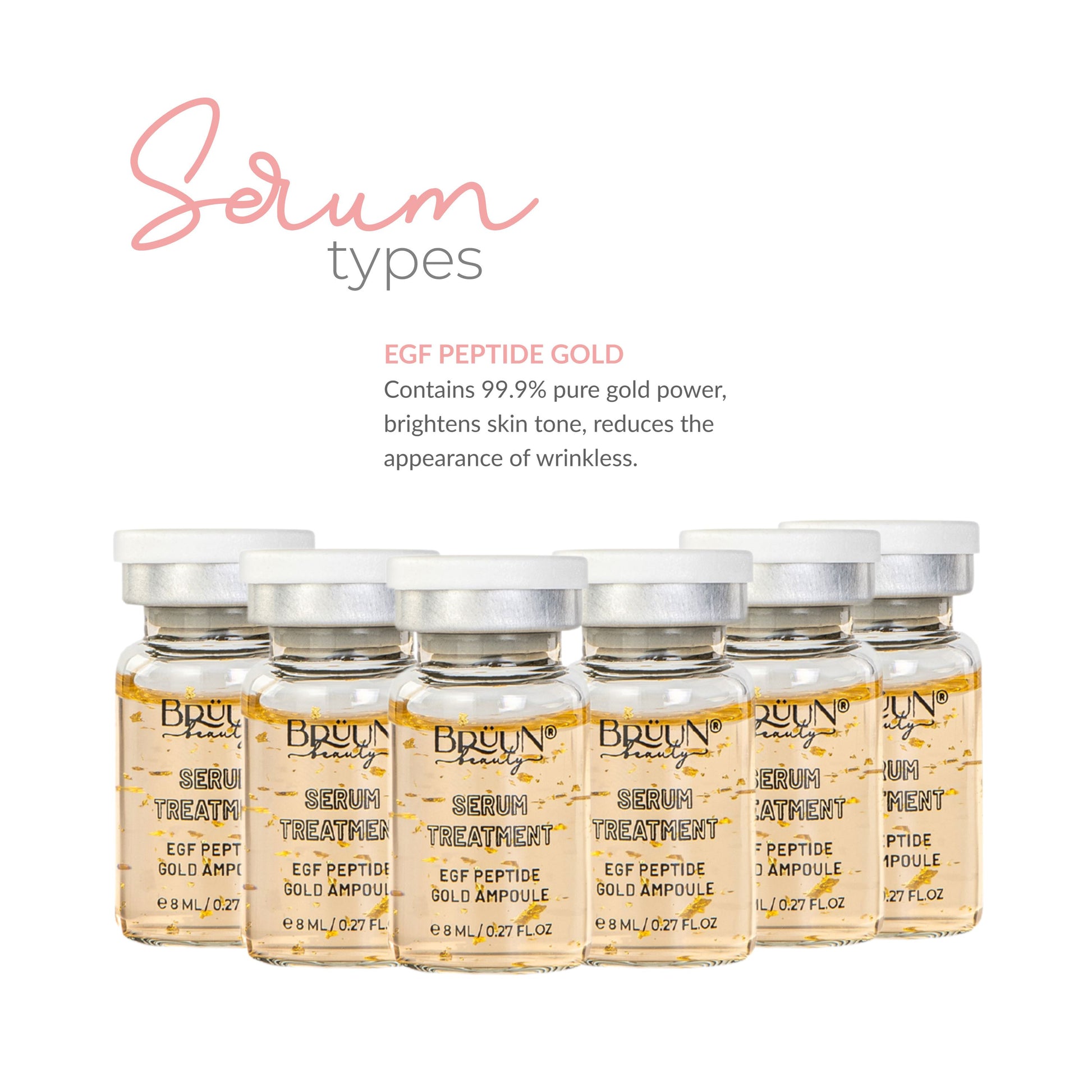 BRÜUN BB Glow Serum Ampoule – A (Pack of 6) EGF Peptide Ampoule for Skin strength and Elasticity – A Skin Care Kit for Spa, School, Estheticians use with Derma Pen for Fresh Look and Natural Beauty Results Bruun Beauty