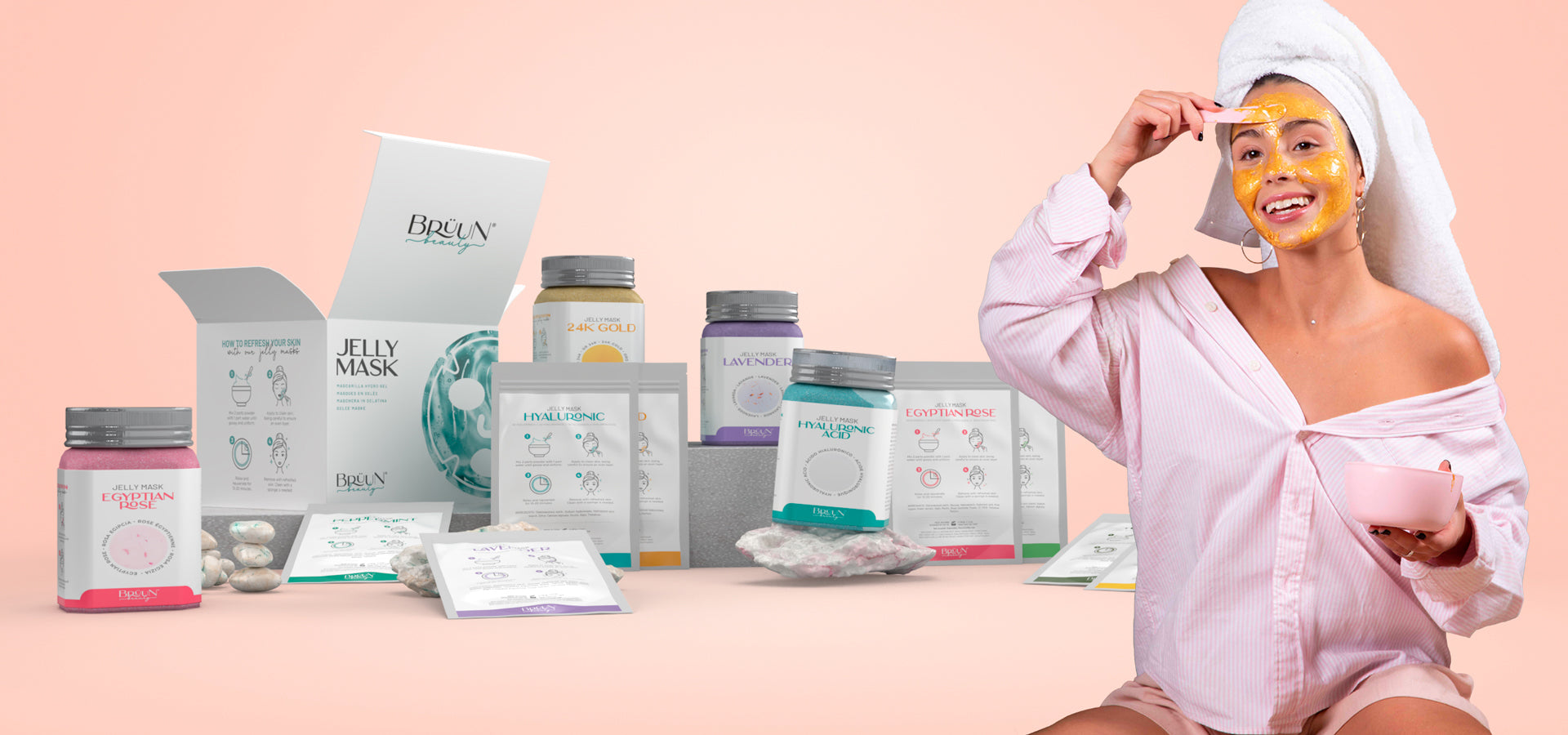 <span class="font-semibold"> Natural Glow with <br> BRÜUN’s Exclusive Jelly Mask </span>