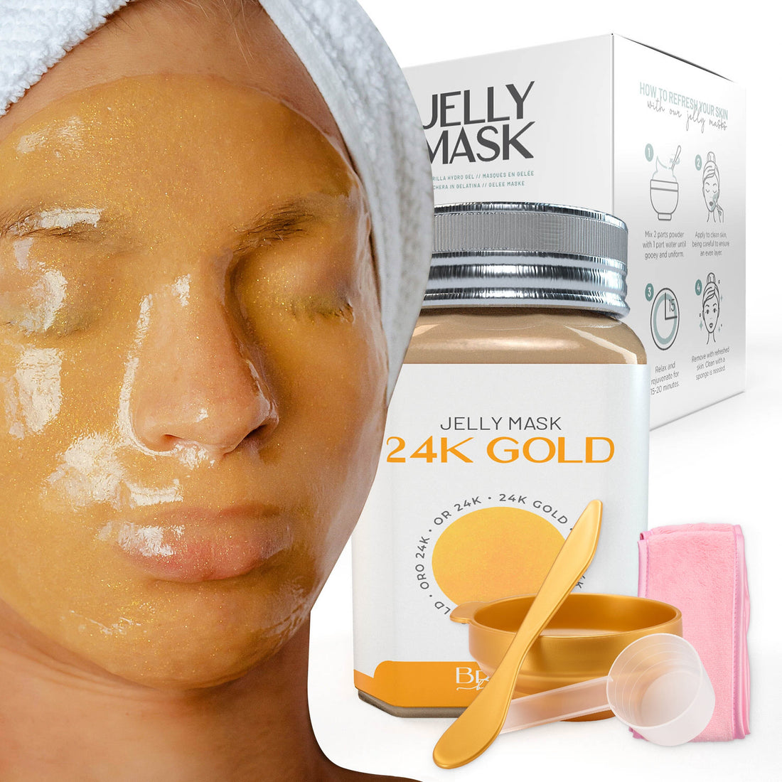 Jelly Mask 24K Gold Rubber Face Mask Peel-Off Jar Jar-24KGold Bruun Beauty