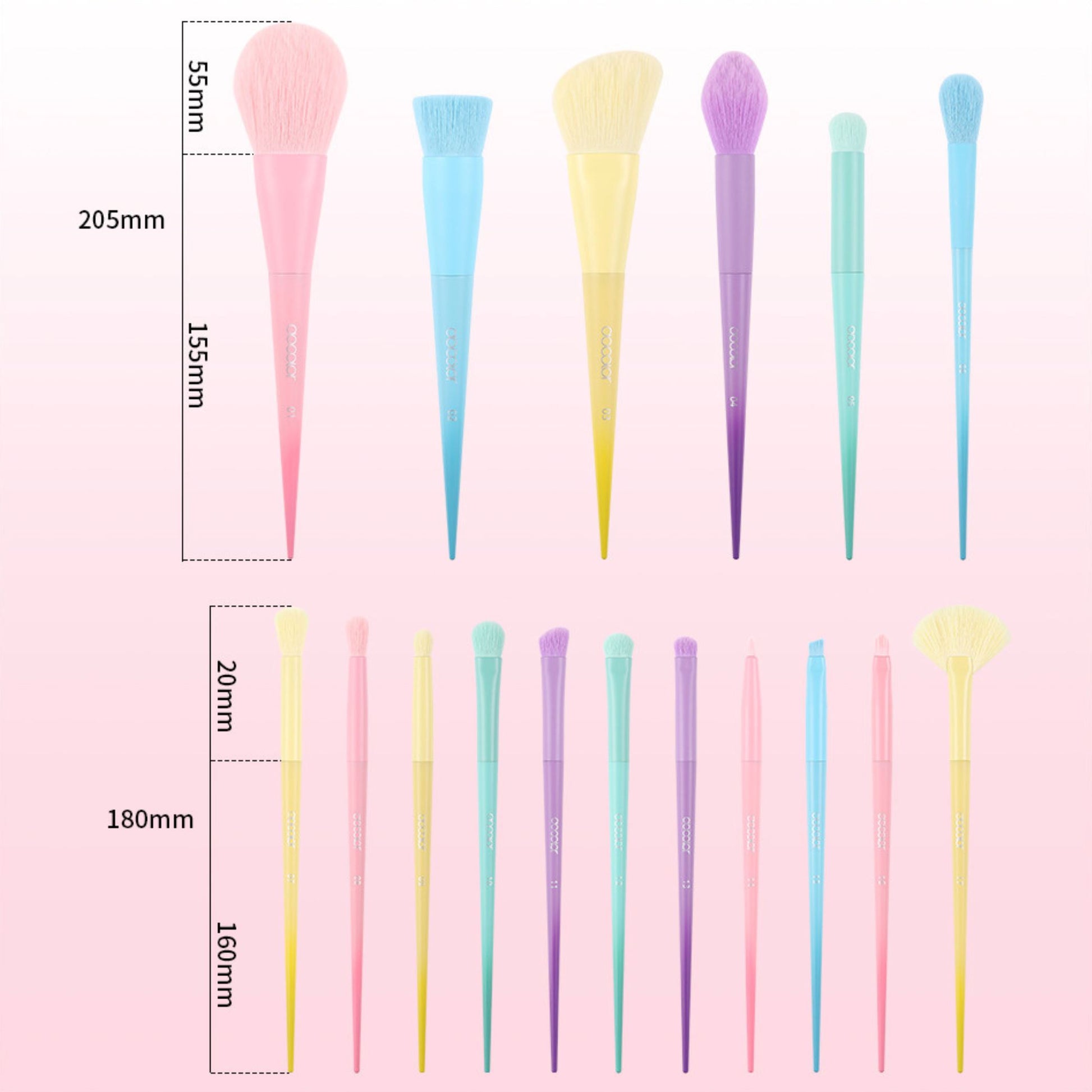 BRÜUN Makeup Brushes Set- A (17 Pcs) Premium Quality Synthetic and Colorful Brushes Kit with Purple Top and Blue Bottom Sponges for Blush Concealers, Blending Face Powder and Eyeshadow Makeup Bruun Beauty