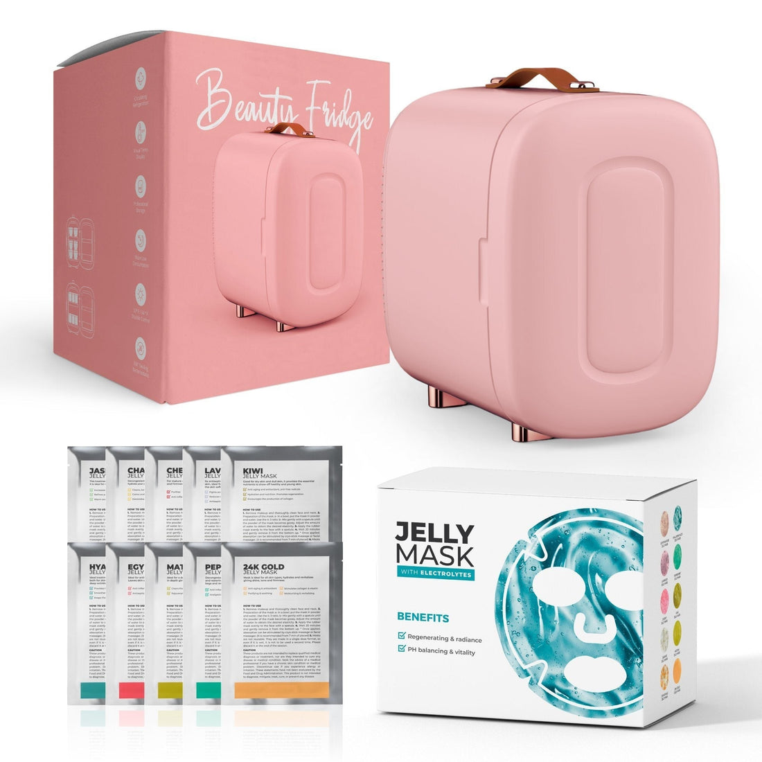 10 Peel-Off Hydro Jelly Masks with Mini Beauty Fridge Beauty Fridge - Jelly Mask Bruun By Avery