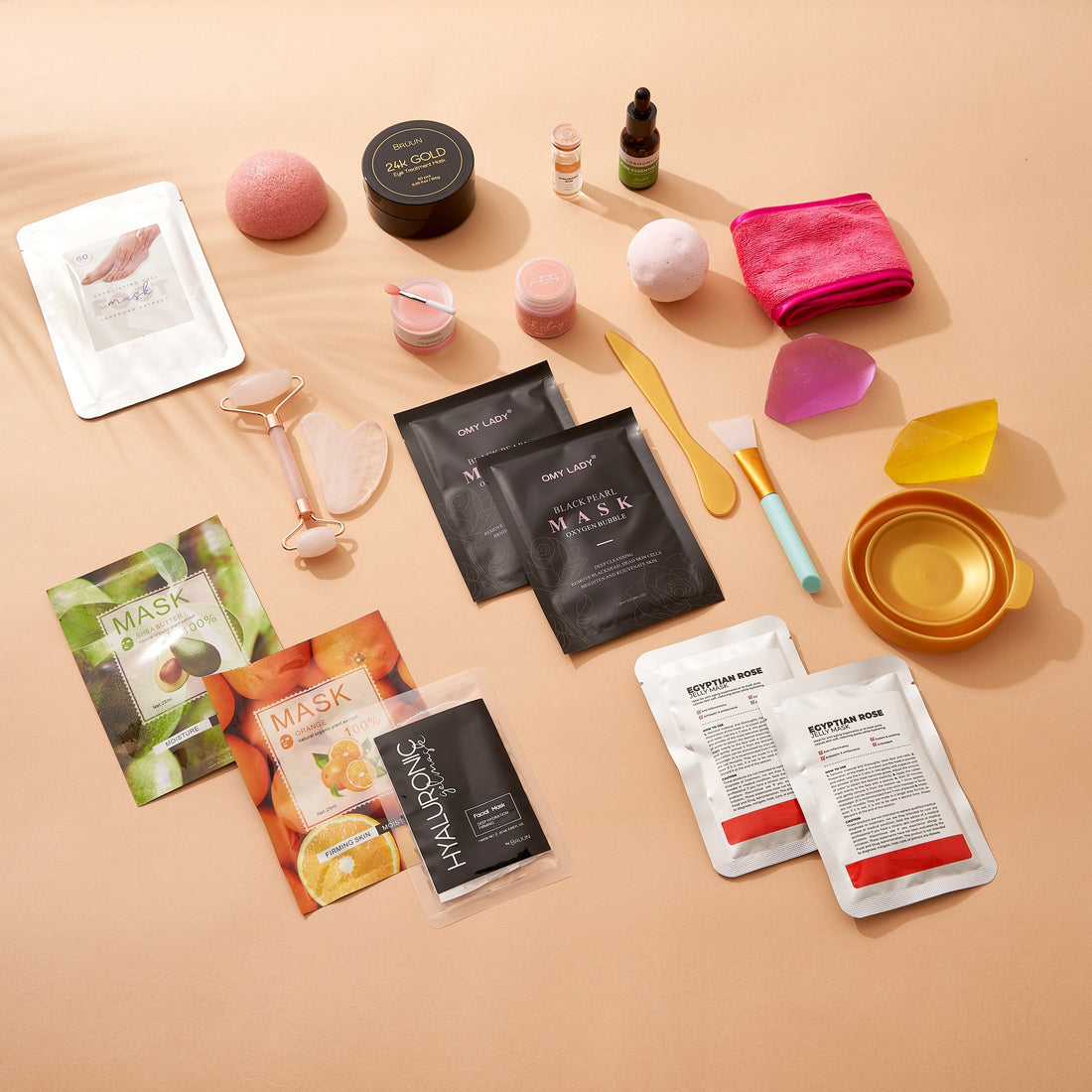 AVUX Beauty Care Box 22 pcs – Bath and Body Set includes Jelly Mask, Soap, Jade roller, Gua Sha, Bath Bomb, foldable bowl, spatula and more – Spa Set Gift on birthday and wedding for girls and women Bruun By Avery