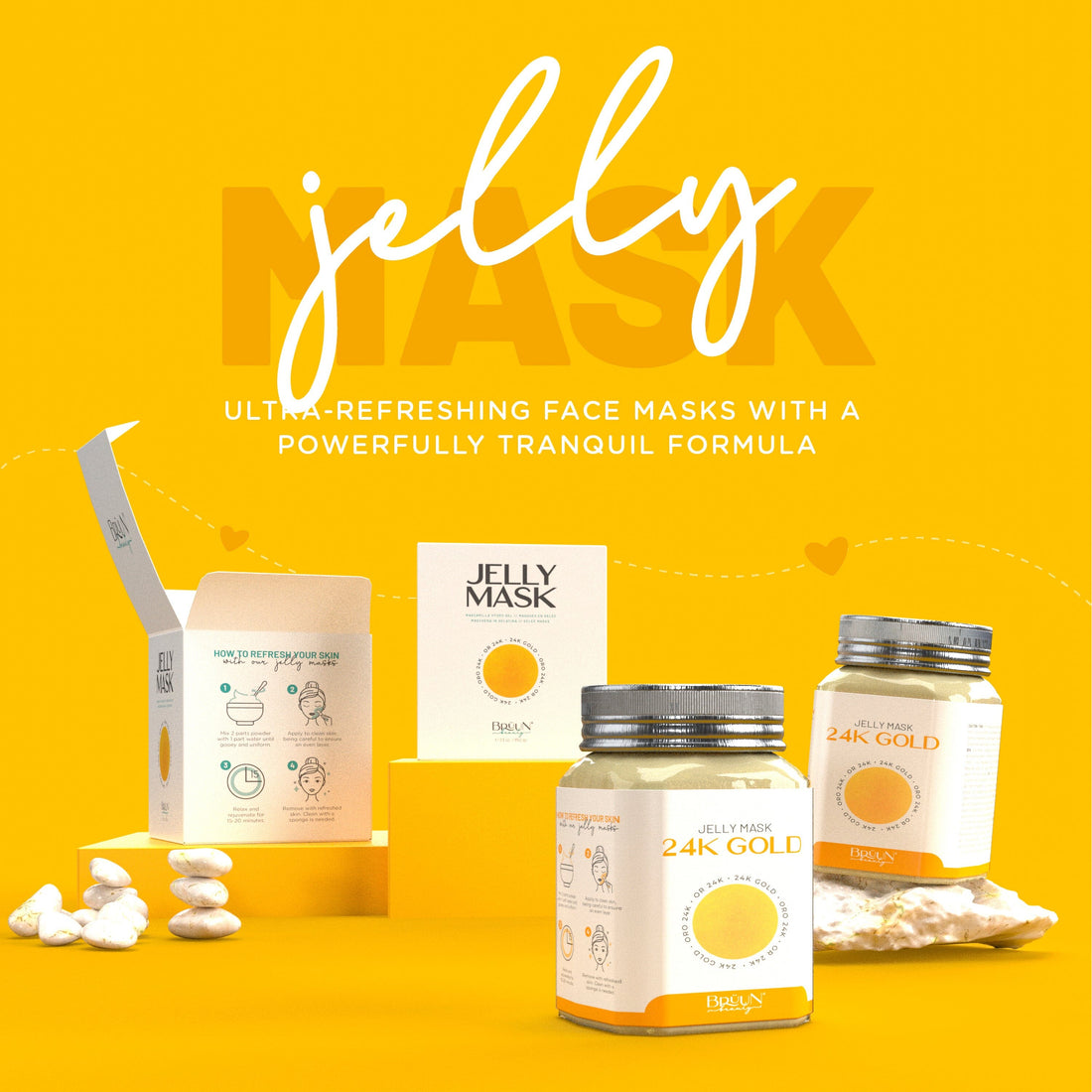 Jelly Mask 24K Gold Rubber Face Mask Peel-Off Jar Jar-24KGold Bruun Beauty 