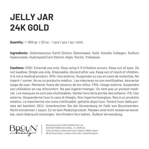 Jelly Mask 24K Gold Rubber Face Mask Peel-Off Jar Jar-24KGold Bruun Beauty 