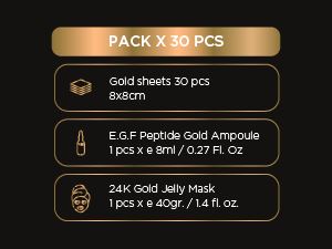 24K Gold Leaves with 1 24K Gold Peel off Jelly Mask Pack including 1 Facial Serum Bruun Beauty 30 Pcs 