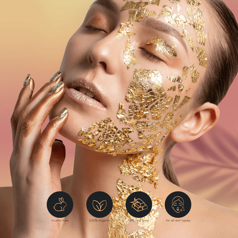 24K Gold Leaves with 1 24K Gold Peel off Jelly Mask Pack including 1 Facial Serum Bruun Beauty 