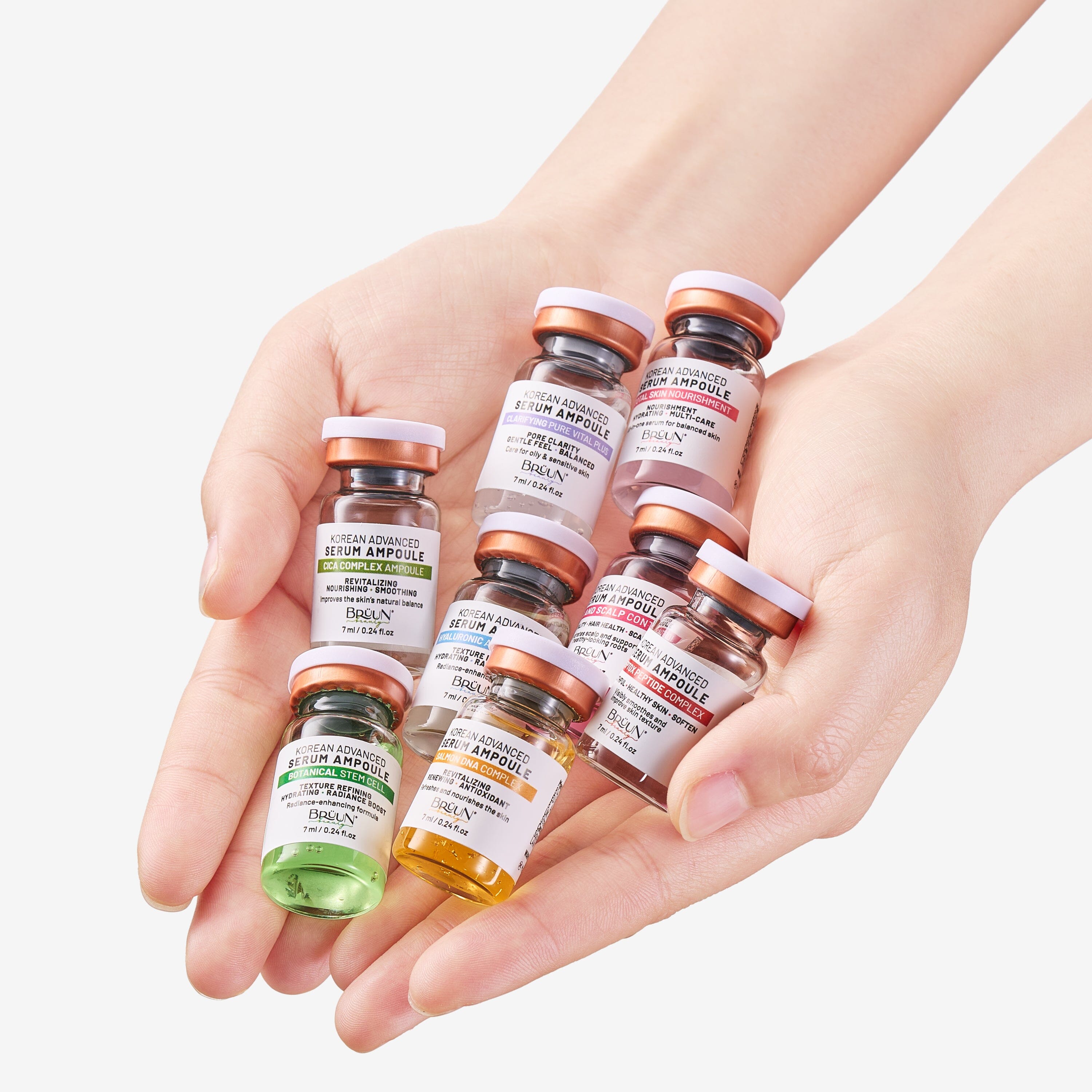 BRÜUN Micro Infusion Korean Serum Kit – 8pcs (7ml) Stem Cell, Salmon DNA, Peptide & Hyaluronic Acid Booster Set Bruun Beauty 