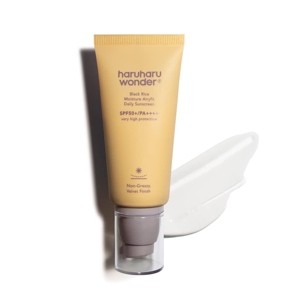 Haru Haru Wonder Black Rice Moisture Airyfit Daily Sunscreen 50ml (1.69fl.oz), Reef Safe Formula, Non-Greasy Velvet Finish