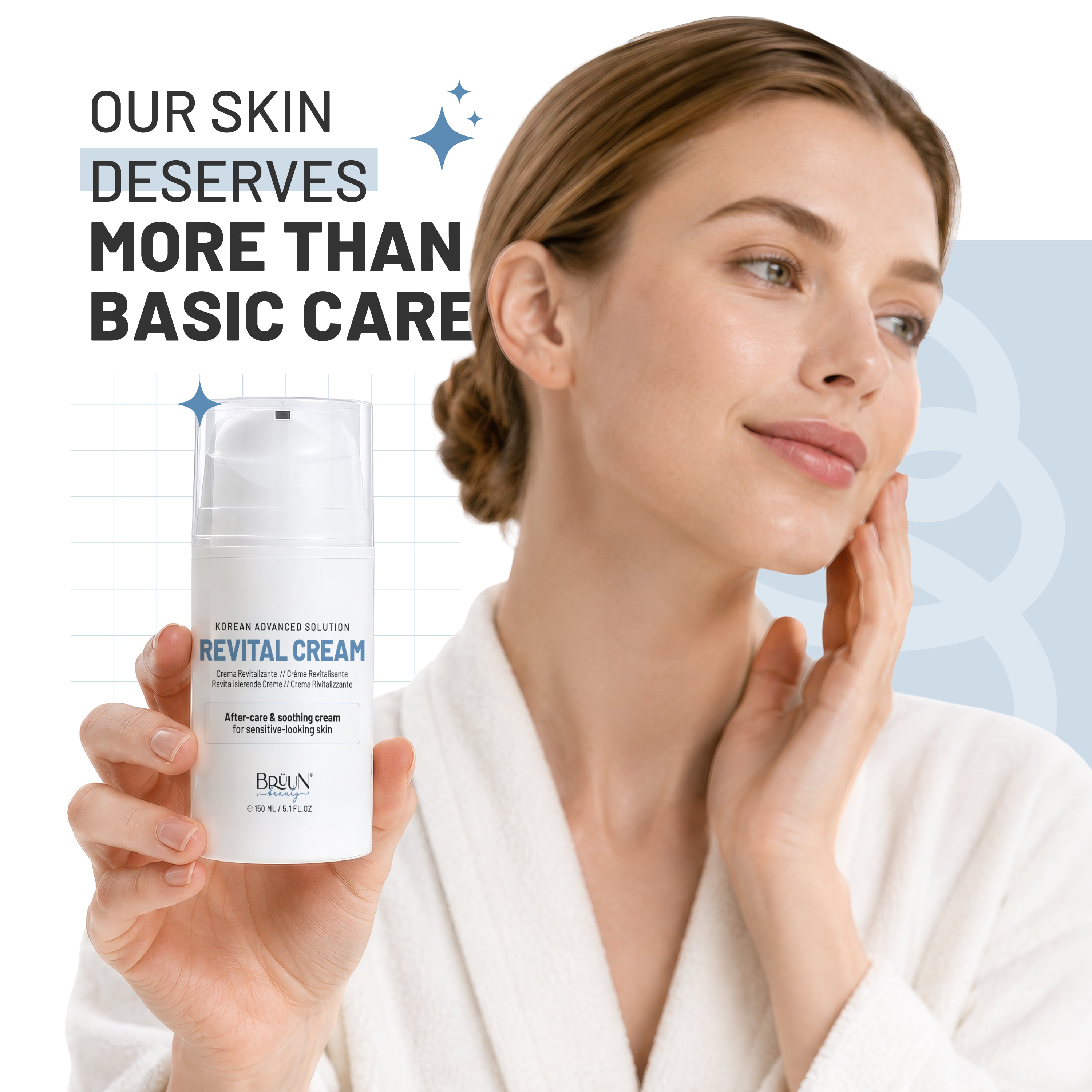 BRÜUN Revital Cream - 50ml Post Microneedling Aftercare Moisturizer - Hydrating Face Cream with Peptides & Natural Extracts - Korean Skin Care Ultra Repair Cream for Dry, Sensitive Skin