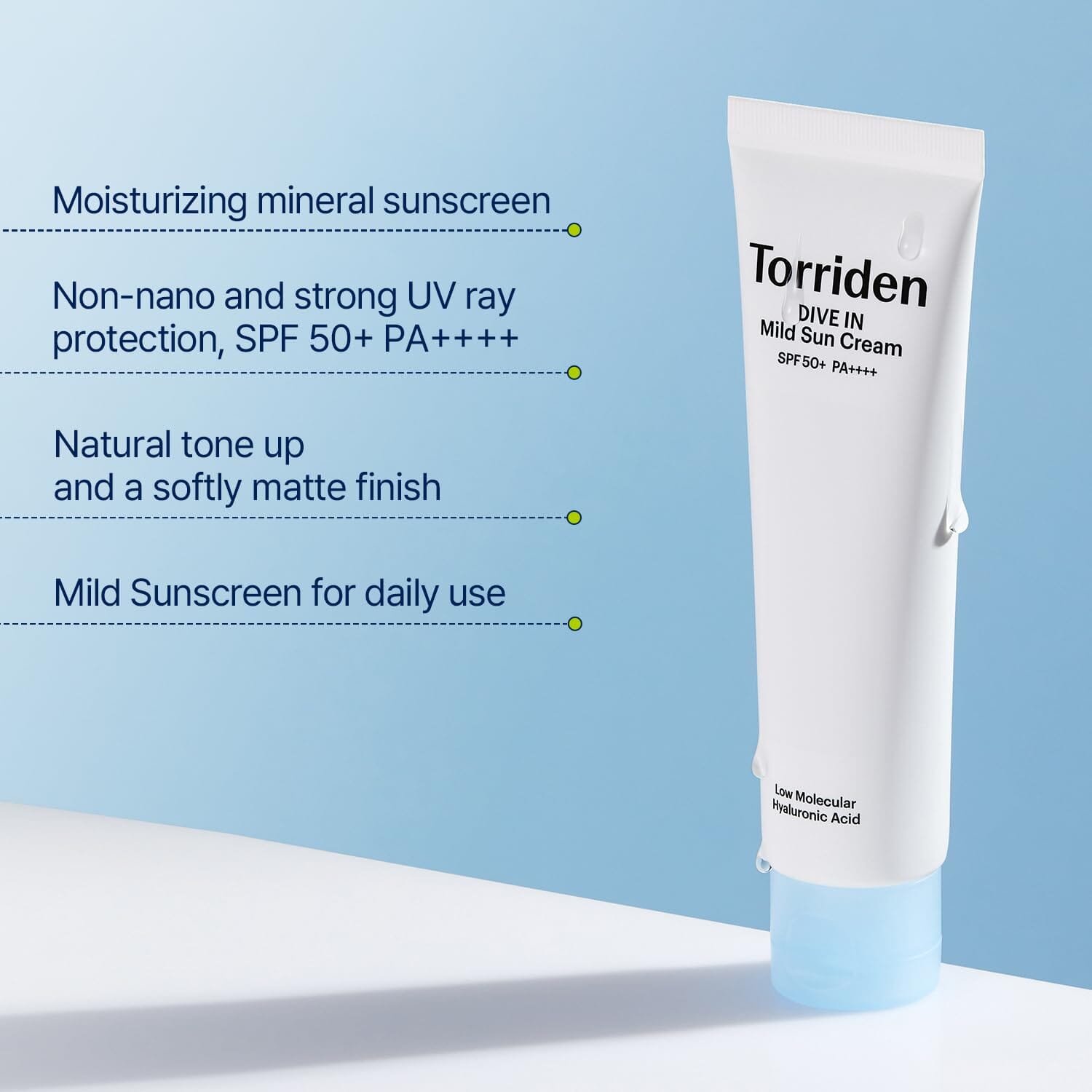 DIVE-IN Mild Sunscreen, Vegan, Broad Spectrum SPF 50+ PA++++, Hyaluronic Acid Infused Non-Nano, Reef-Safe Mineral Sunscreen for All Skin Types Bruun Beauty 