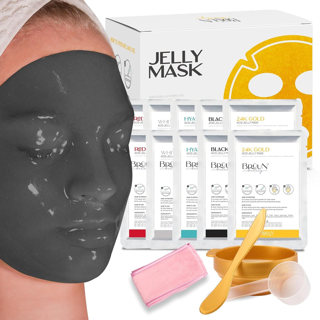 Jelly Mask Acid Kit AHA BHA 10 pcs Hydro Face Mask SH= JELLY KIT ACID Bruun Beauty 