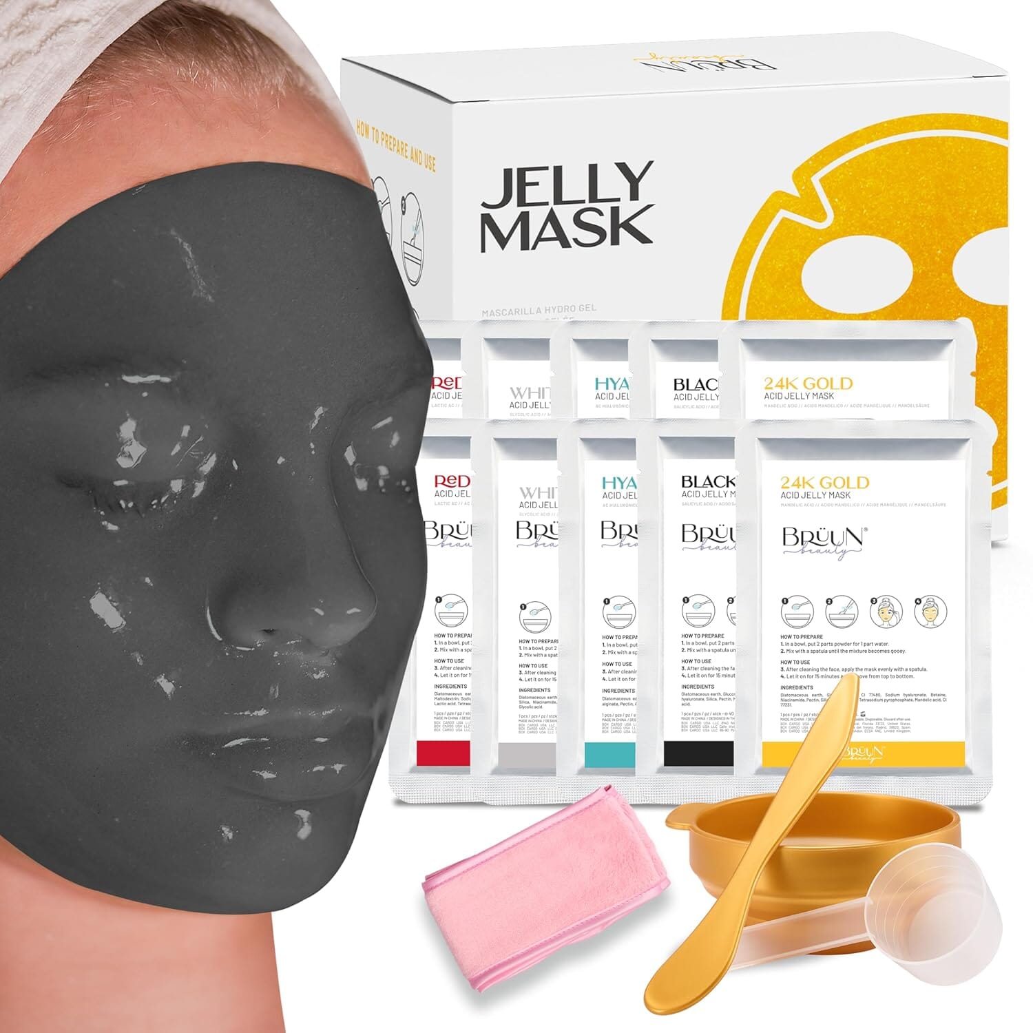 Jelly Mask Acid Kit AHA BHA 10 pcs Hydro Face Mask