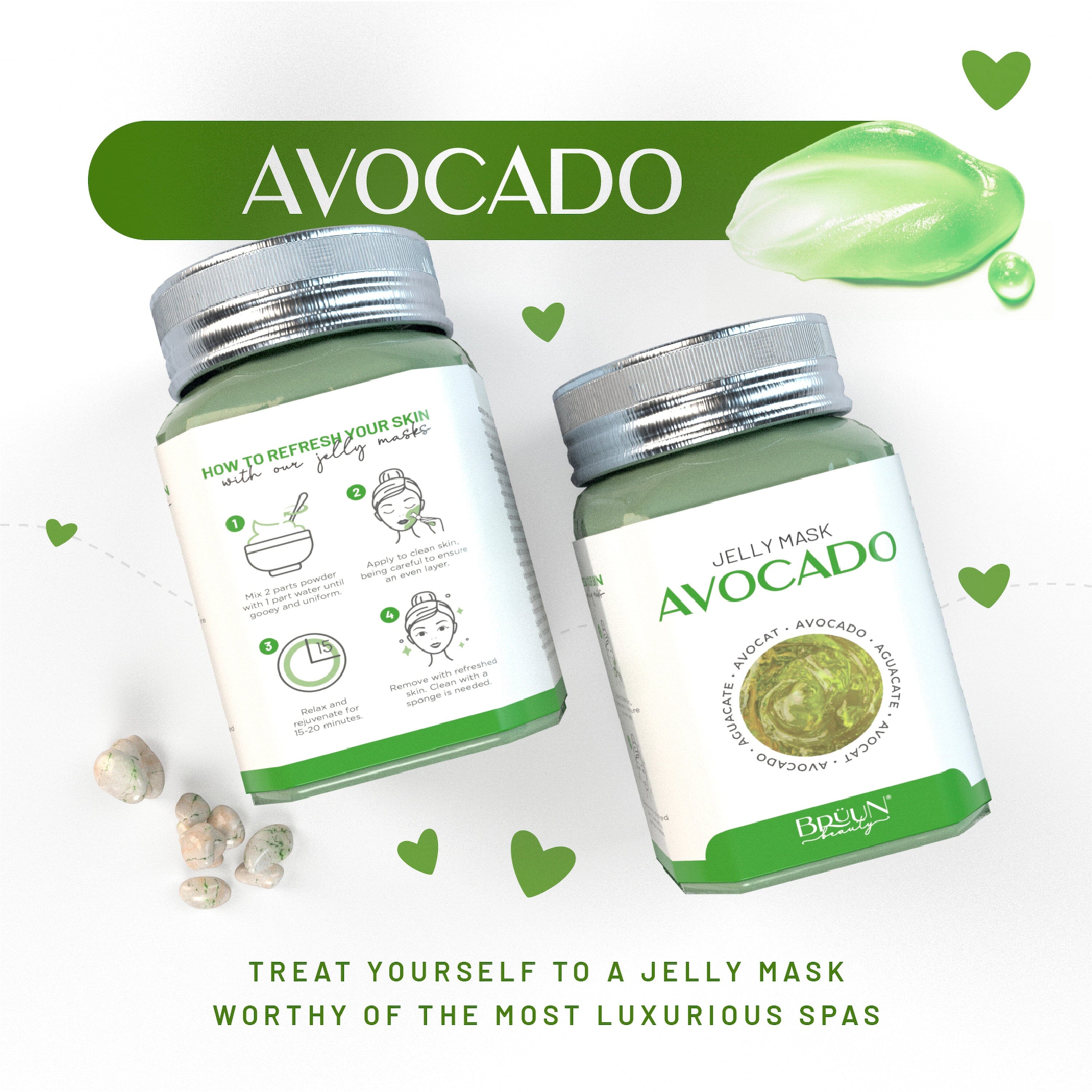 Avocado Jelly Mask Jar Face Care Rubber Mask SH-Avocado Jar Bruun Beauty 