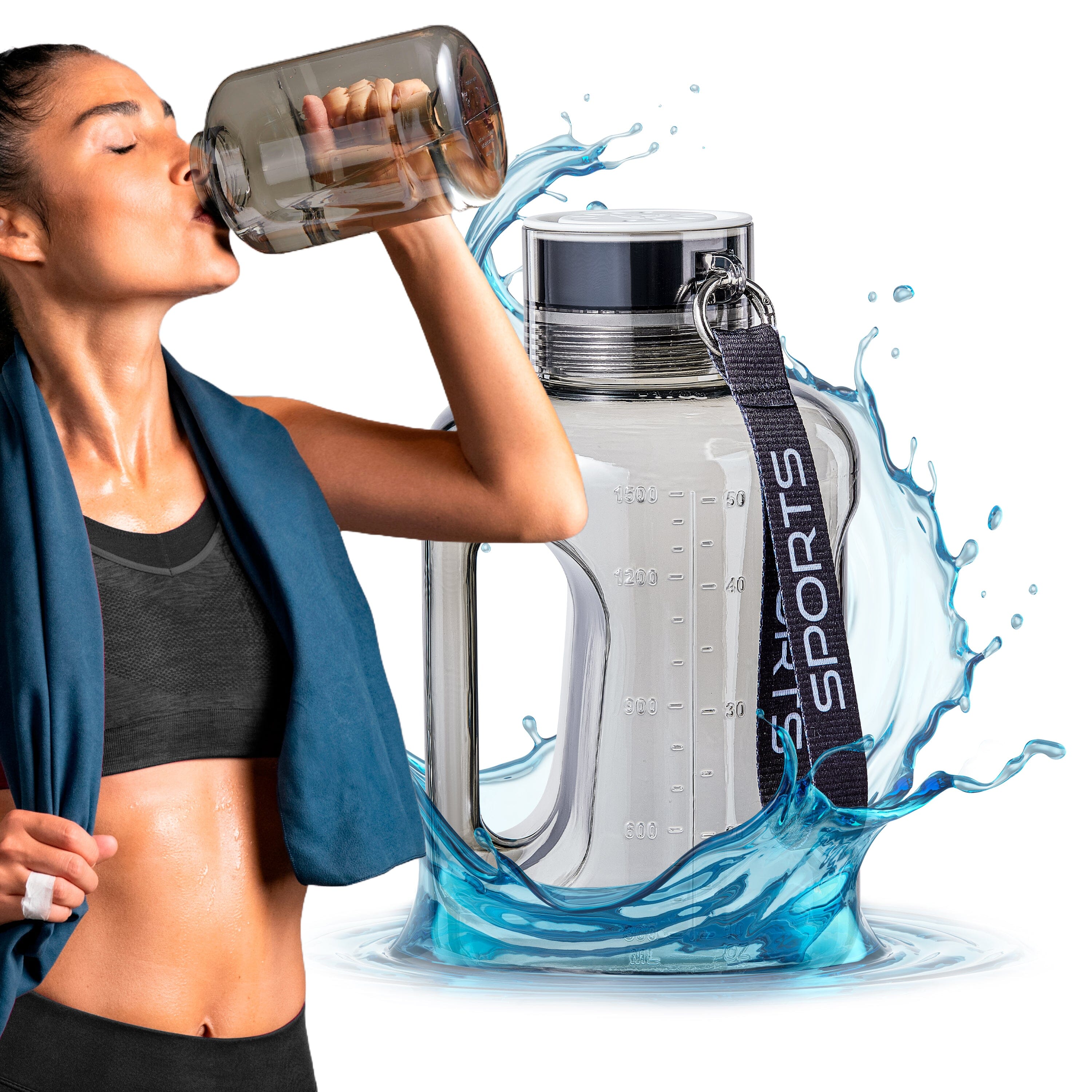 BRÜUN Hydrogen Water Bottle Generator 50 Oz. / 1.5L High-Capacity | A Grey Colored Portable Health Boosting Water Ionizer Generator Machine with SPE PEM Technology Bruun Beauty Grey 