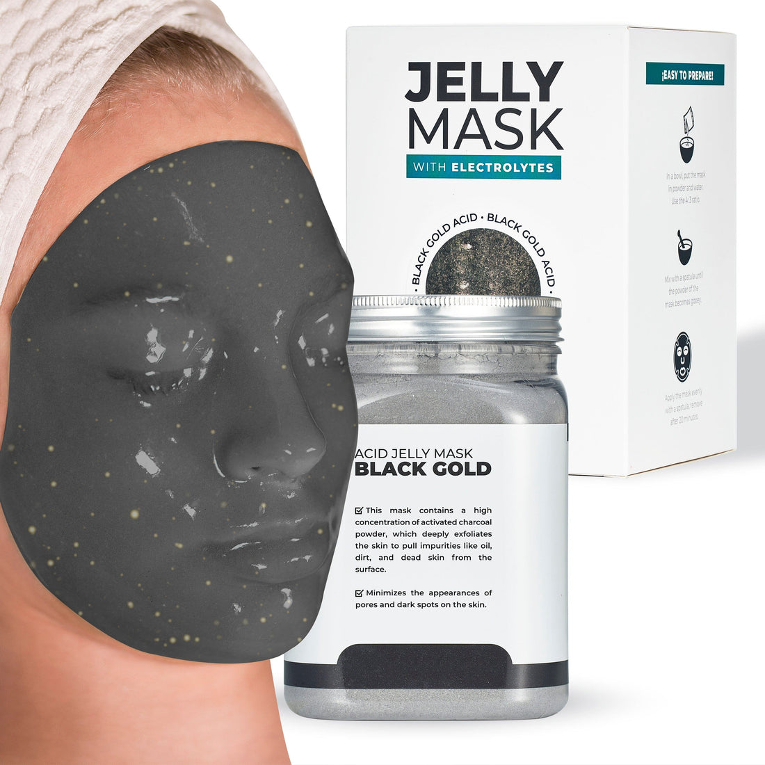 "30% Discount on Open Box" Black Gold Salicylic AC BHA Jelly Mask Jar Face Care Rubber Mask SH-Black Gold Salicylic AC Jar Bruun Beauty 