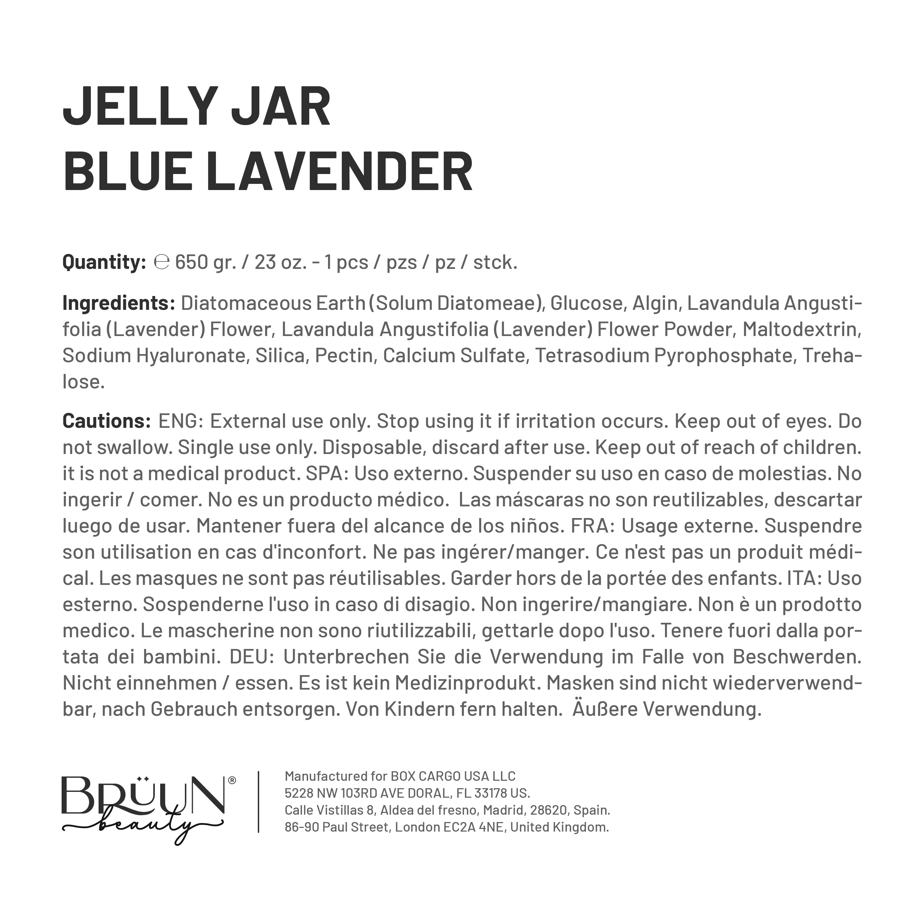 Blue Lavender Jelly Mask Jar Face Care Rubber Mask SH-Blue Lavender Jar Bruun Beauty 