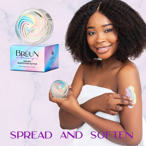 Unicorn Whipped Butter with Exfoliating Body Scrub Cream – A Bundle for Body and Skin Care with Natural Ingredients and Vitamin E Bruun Beauty 