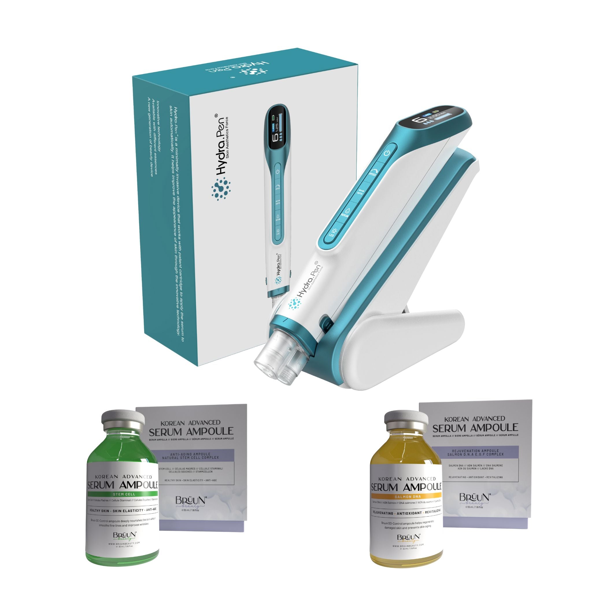 Hydra Pen H6 Microneedling & Light Therapy Kit with Stem Cell & Salmon DNA Serums – Advanced Skin Rejuvenation System Bruun Beauty 