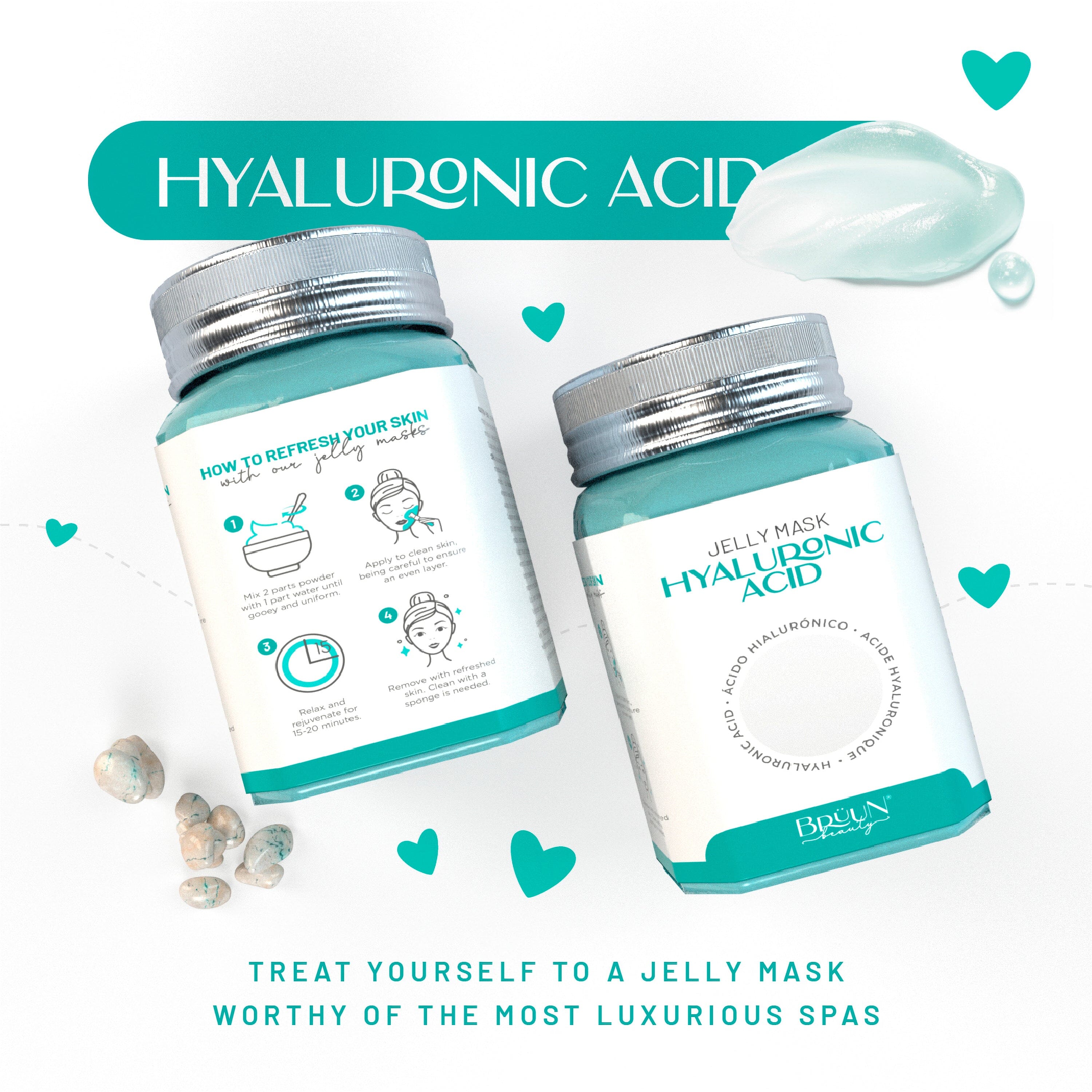 Jelly Mask Hyaluronic Acid Rubber Face Mask Peel-Off Jar Jar-Hyaluronic Bruun Beauty 