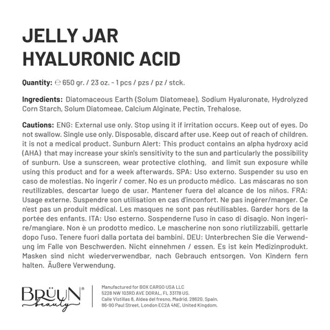 Jelly Mask Hyaluronic Acid Rubber Face Mask Peel-Off Jar Jar-Hyaluronic Bruun Beauty 