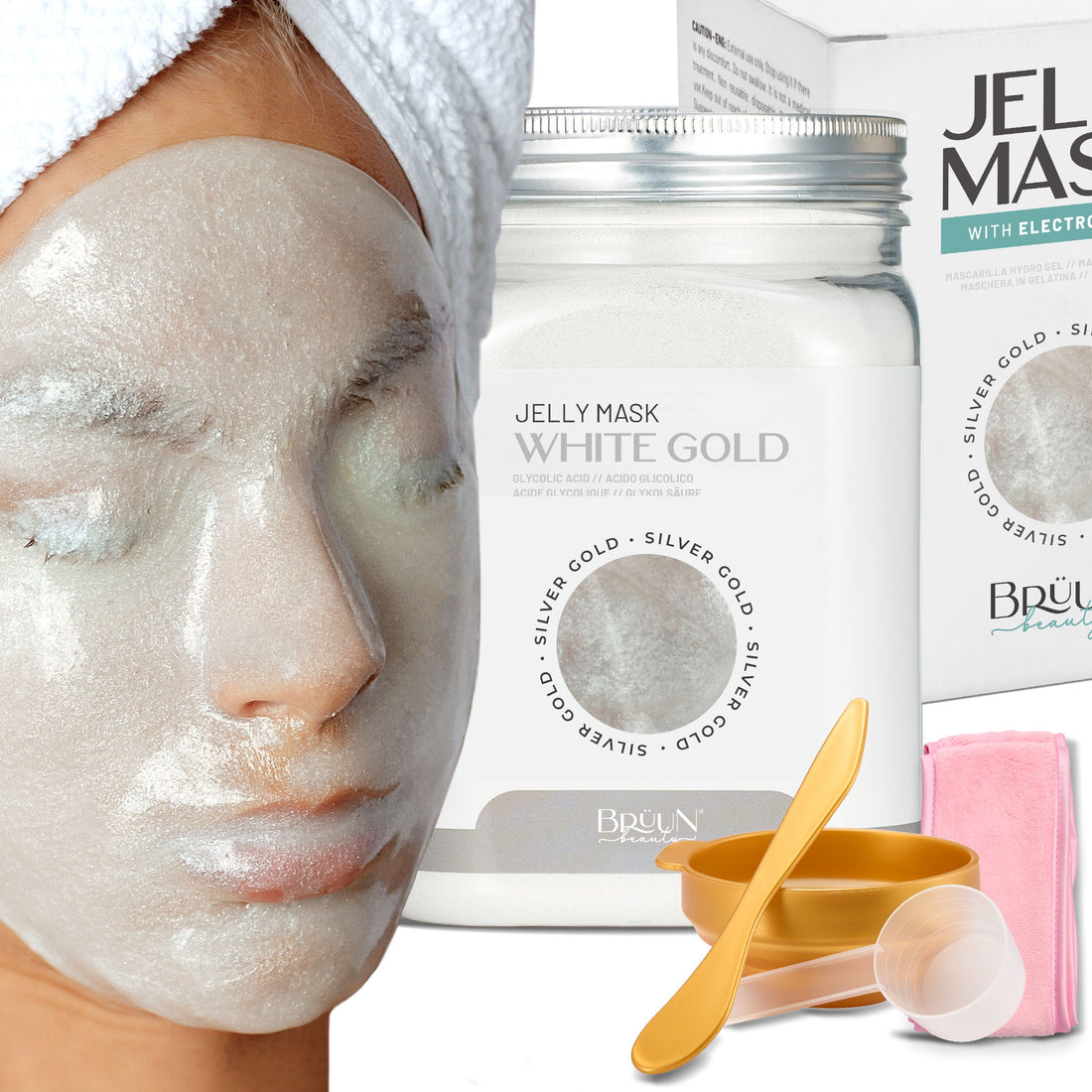 Silver Gold Glycolic AC AHA Jelly Mask Jar Face Care Rubber Mask SH-White Gold Glycolic AC Jar Bruun Beauty 