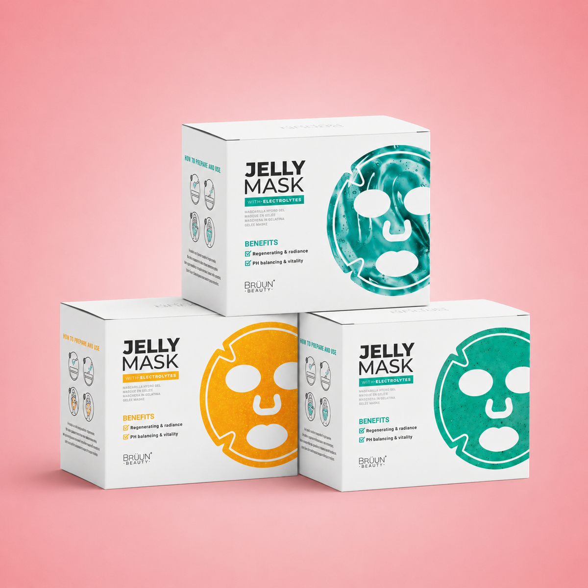 BRÜUN Jelly Mask 10 Kit Hydro Face Mask Peel-Off Jelly Kit Bruun Beauty 