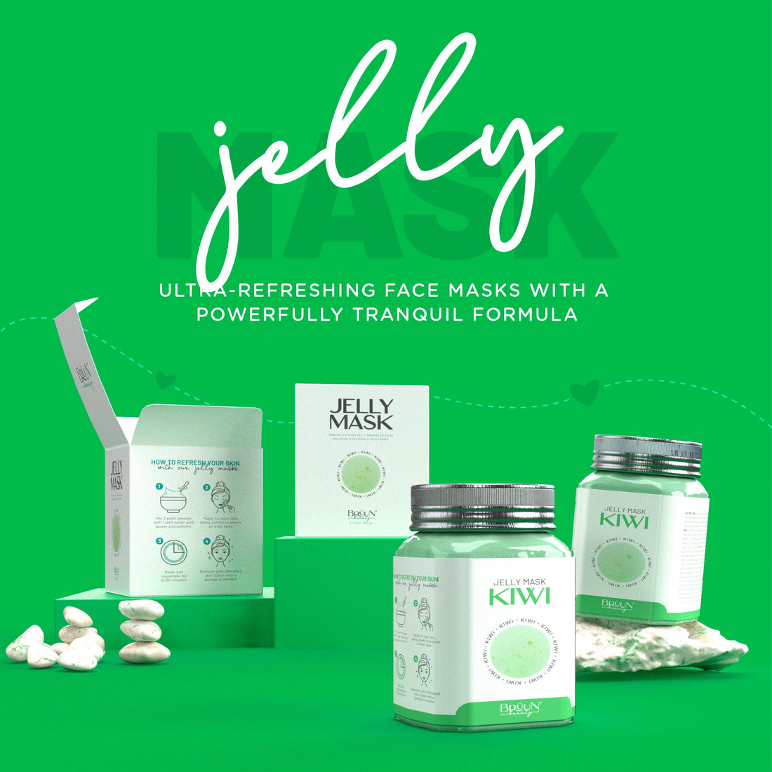 Jelly Mask Kiwi Rubber Face Mask Peel-Off Jar Jar-Kiwi Bruun Beauty 