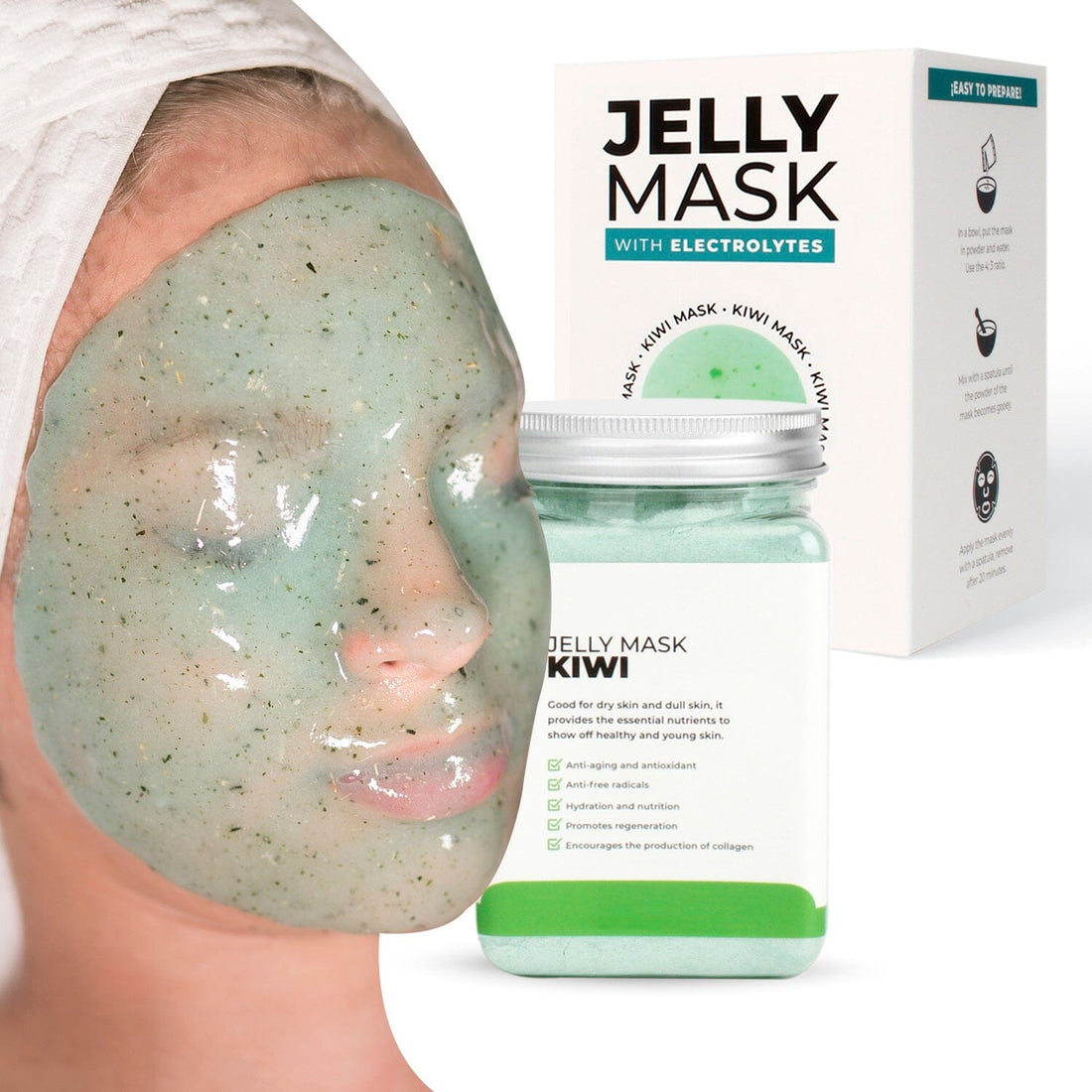 "30% Discount on Open Box" Jelly Mask Kiwi 17Oz Rubber Face Mask Peel-Off Jar Jar-Kiwi Bruun Beauty 