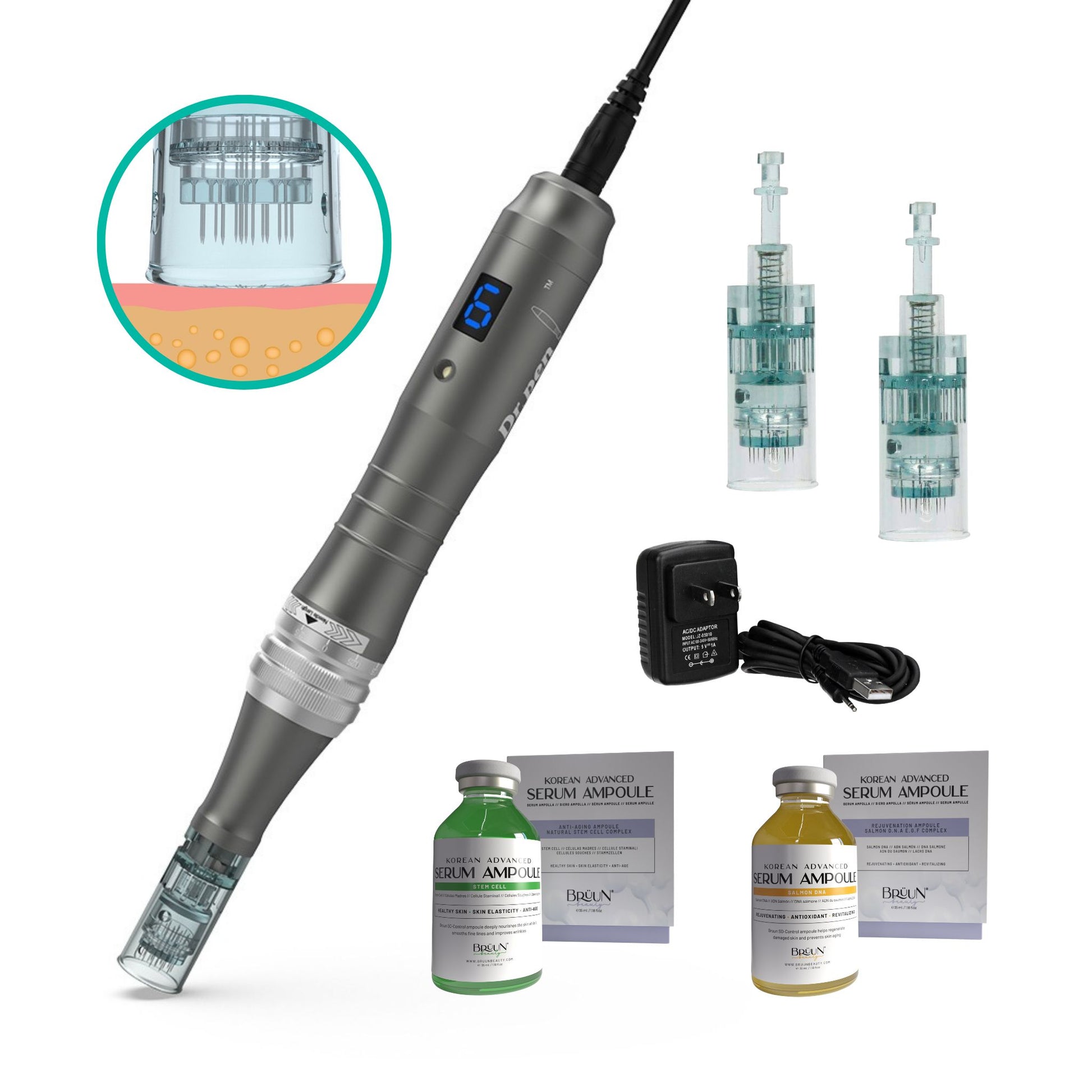 Dr. Pen Ultima M8 Microneedling Kit + Advanced Stem Cell & Salmon DNA Serums for Skin Tightening & Rejuvenation Bruun Beauty 