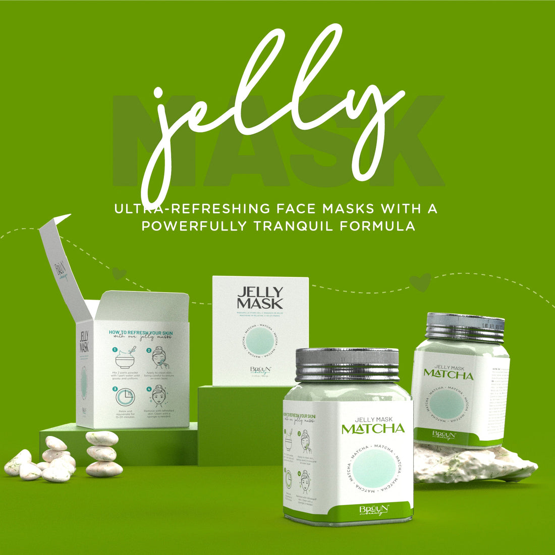 Jelly Mask Matcha Rubber Face Mask Peel-Off Jar JAR-MATCHA Bruun Beauty 