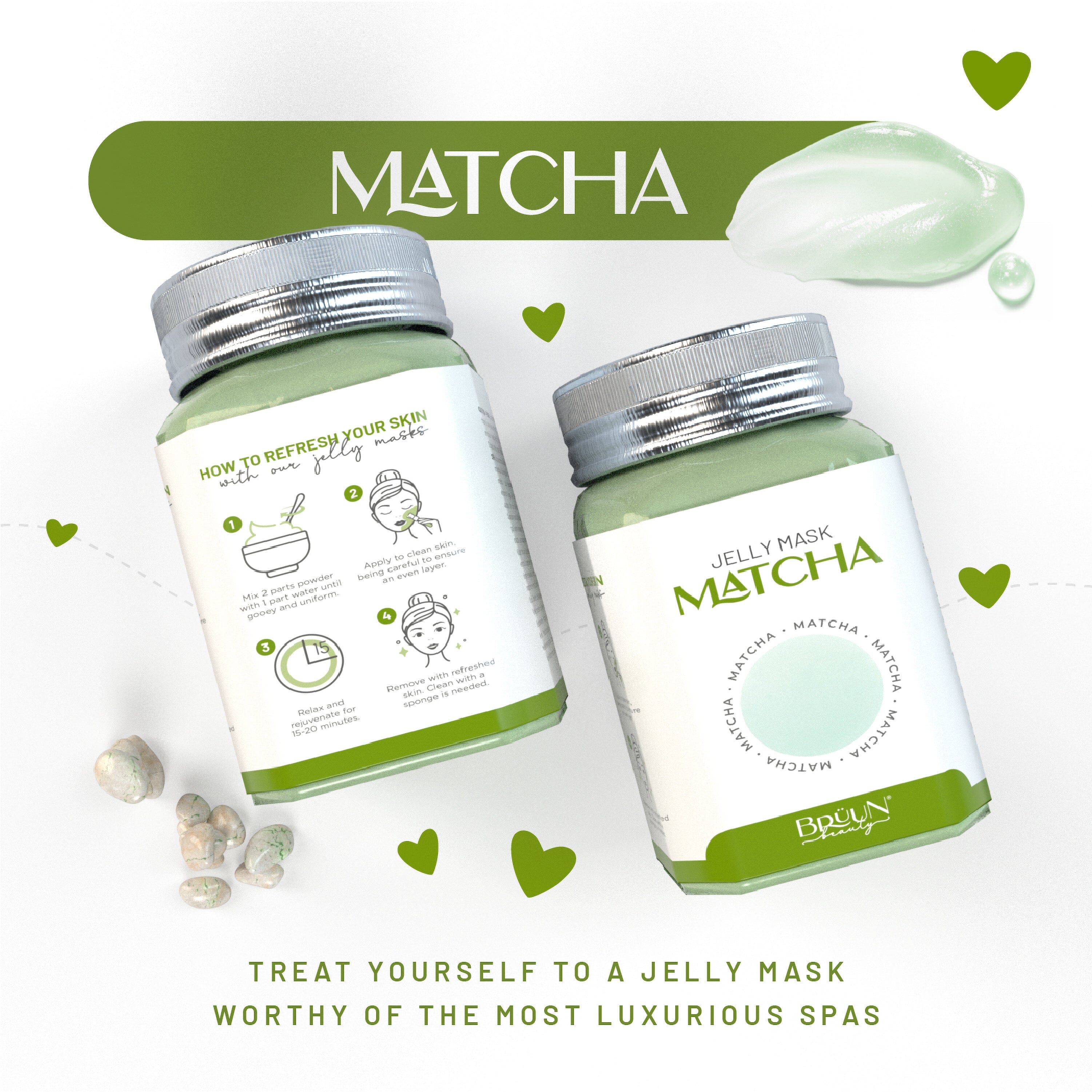 Jelly Mask Matcha Rubber Face Mask Peel-Off Jar JAR-MATCHA Bruun Beauty 