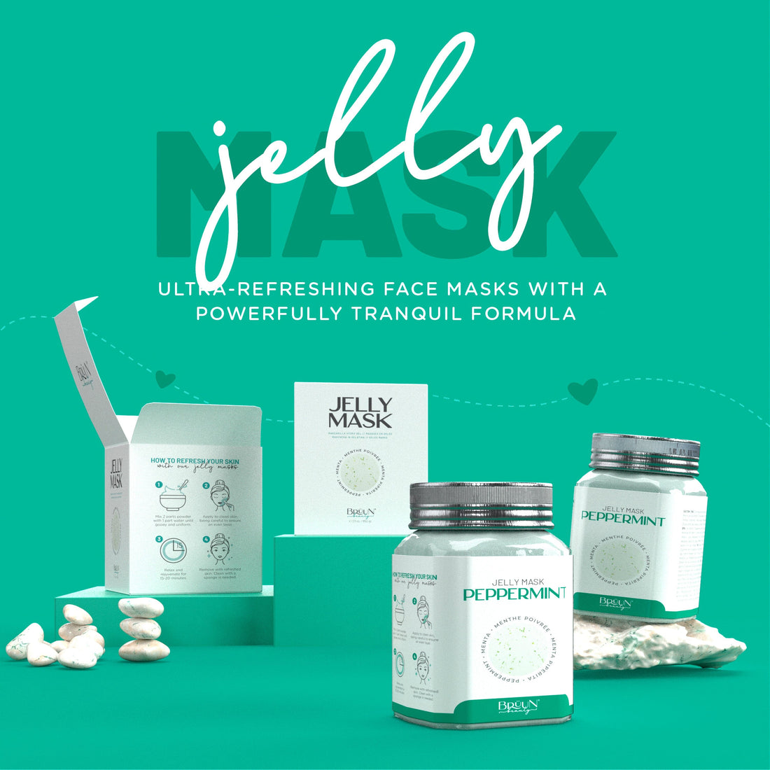 Jelly Mask Peppermint Rubber Face Mask Peel-Off Jar Jar-Pepermint Bruun Beauty 