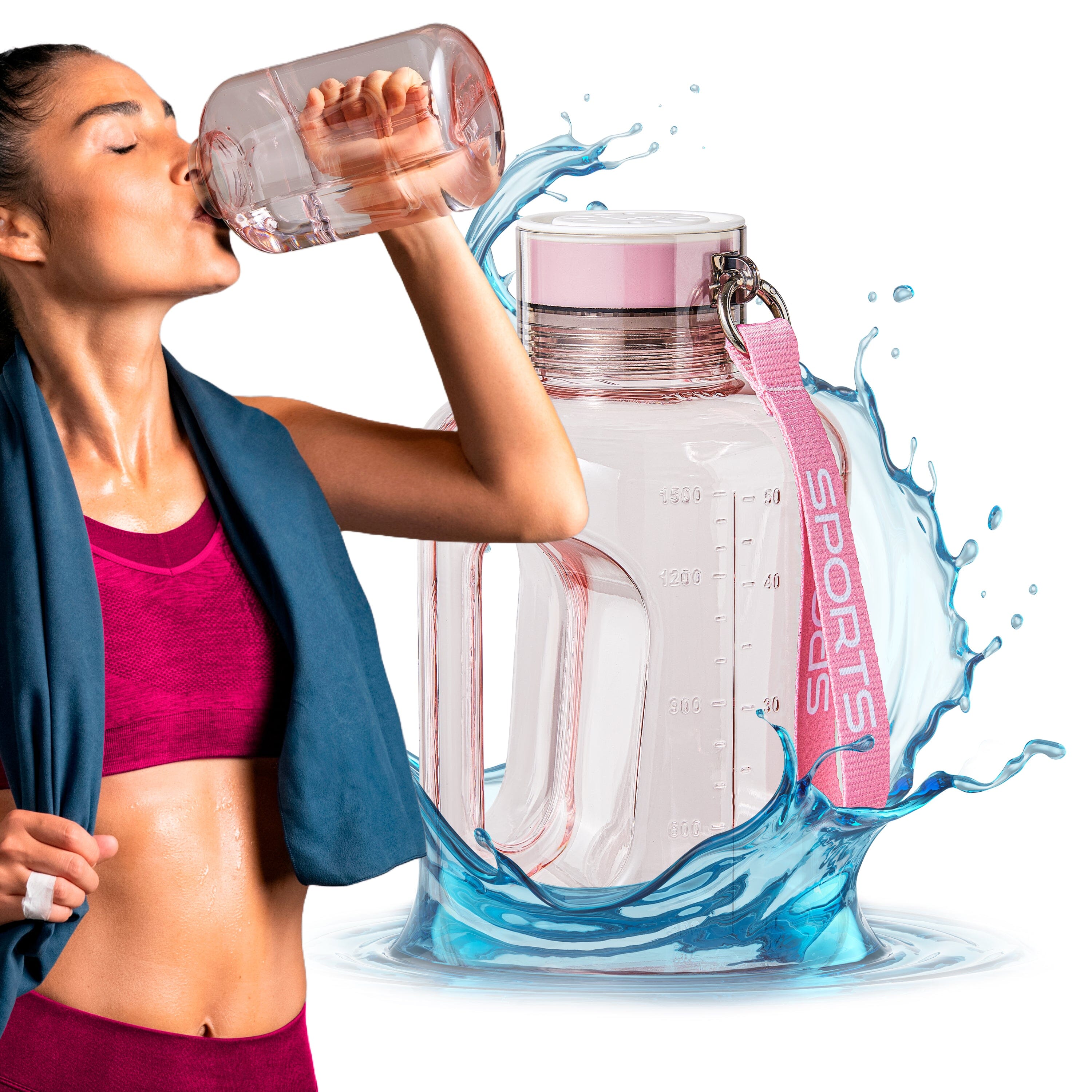 BRÜUN Hydrogen Water Bottle Generator 50 Oz. / 1.5L High-Capacity | A Grey Colored Portable Health Boosting Water Ionizer Generator Machine with SPE PEM Technology Bruun Beauty Rose 