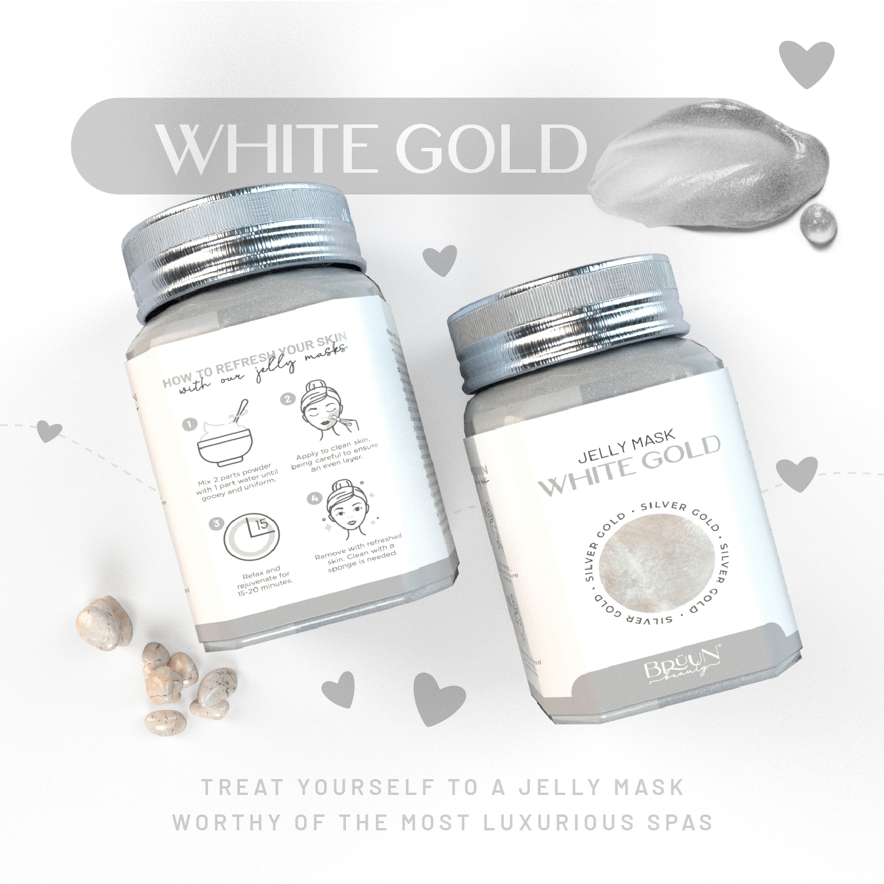 Silver Gold Glycolic AC AHA Jelly Mask Jar Face Care Rubber Mask SH-White Gold Glycolic AC Jar Bruun Beauty 