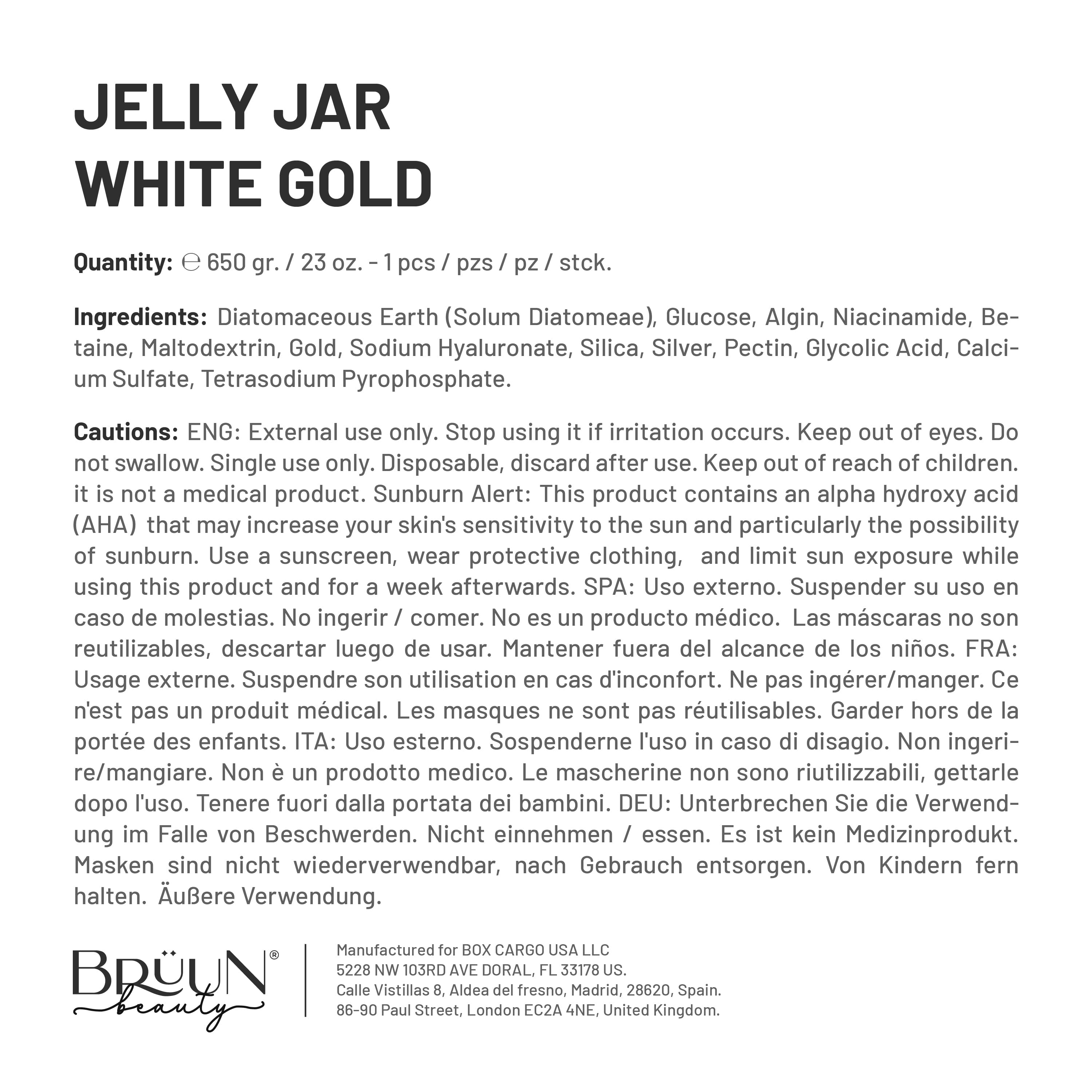 Silver Gold Glycolic AC AHA Jelly Mask Jar Face Care Rubber Mask SH-White Gold Glycolic AC Jar Bruun Beauty 