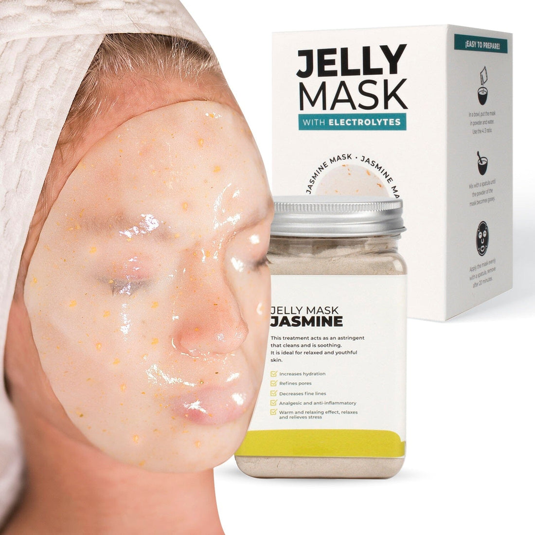 "30% Discount on Open Box" Jelly Mask Jasmine 17Oz Rubber Face Mask Peel-Off Jar Jar-Jasmine Bruun Beauty 