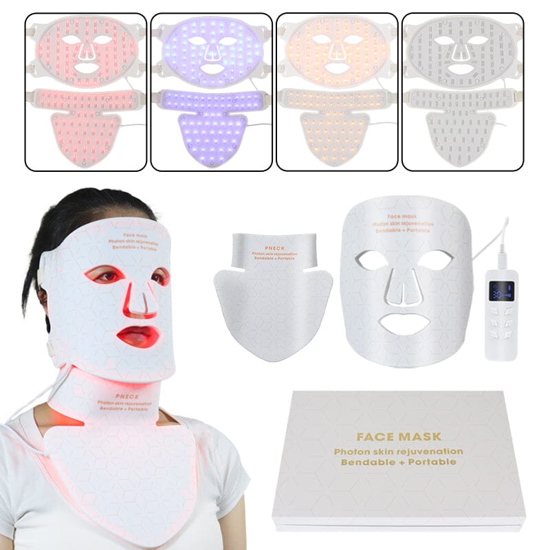 BRÜUN LED Light Therapy Mask – 4-Color Red & Infrared | 480 LEDs for Anti-Aging, Acne & Skin Rejuvenation | Face & Neck, Rechargeable & Adjustable Bruun Beauty Black 