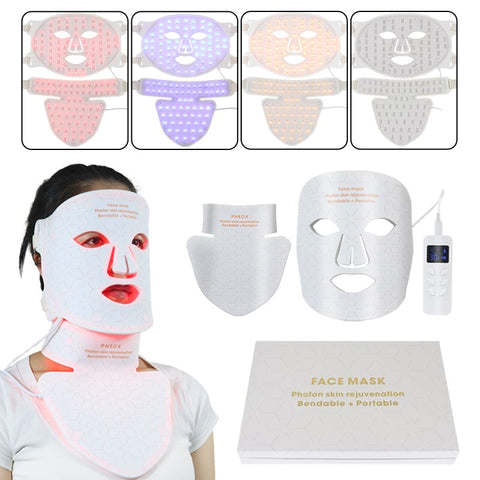 BRÜUN LED Light Therapy Mask – 4-Color Red & Infrared | 480 LEDs for Anti-Aging, Acne & Skin Rejuvenation | Face & Neck, Rechargeable & Adjustable Bruun Beauty 