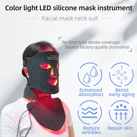 BRÜUN LED Light Therapy Mask – 4-Color Red & Infrared | 480 LEDs for Anti-Aging, Acne & Skin Rejuvenation | Face & Neck, Rechargeable & Adjustable Bruun Beauty 