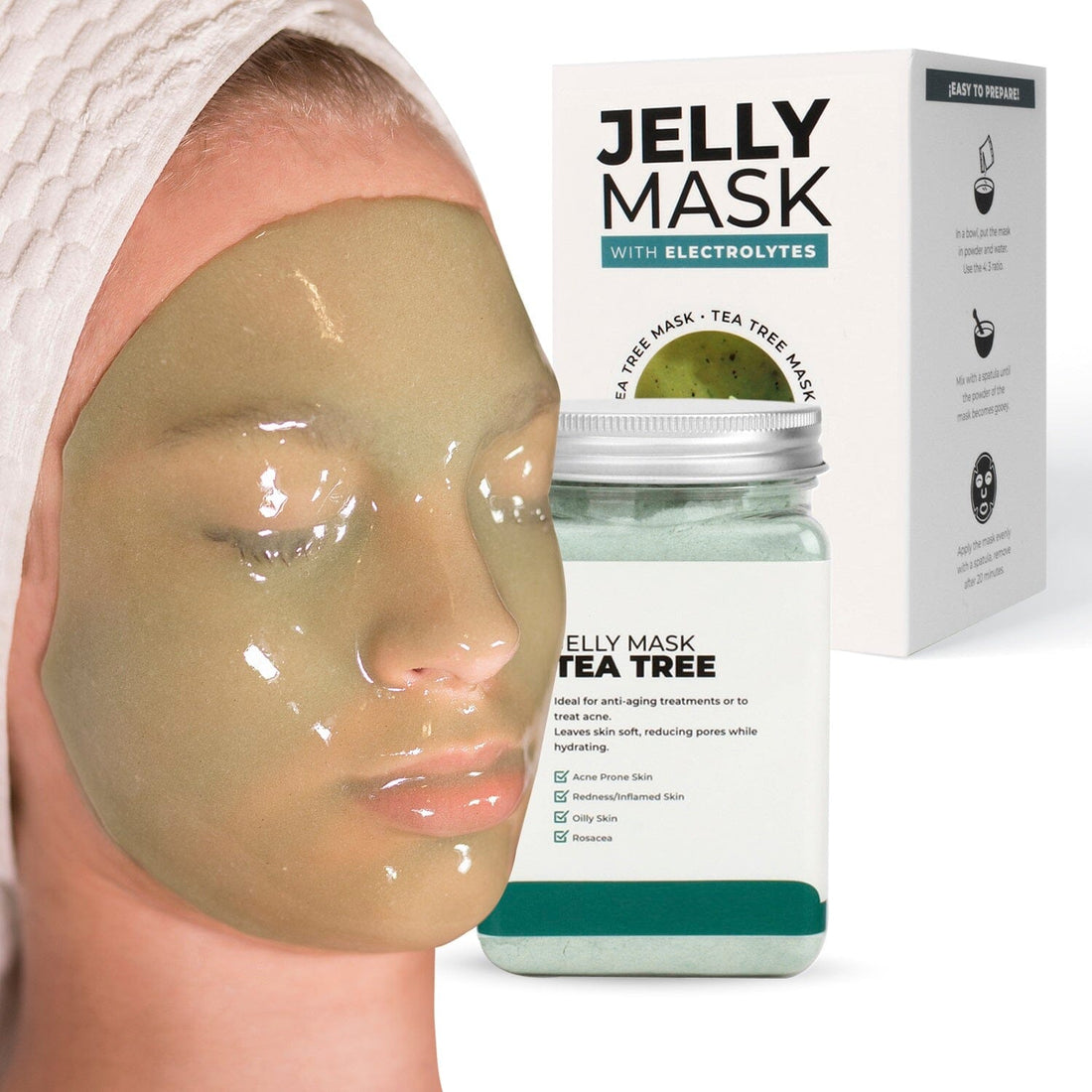 "30% Discount on Open Box" Jelly Mask Tea Tree 17Oz Rubber Face Mask Peel-Off Jar Jar-TeaTree Bruun Beauty 