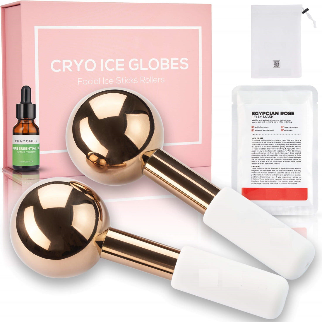 Facial Ice Globes Stainless Steel Rollers for Cryo Massage Ice Globes Bruun By Avery Rose 