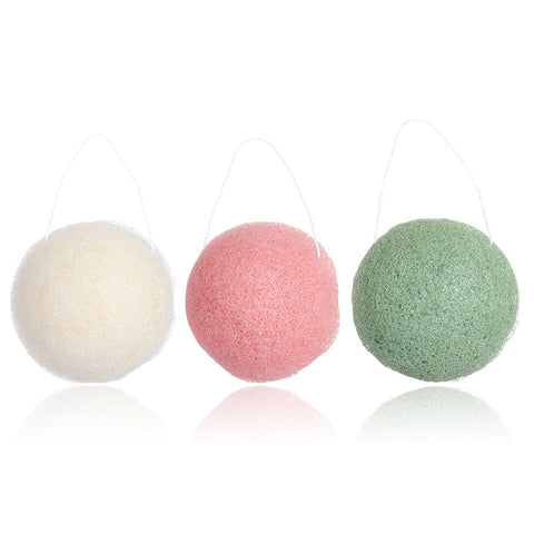 BRÜUN Konjac Puff Sponge for face and Body – A Set of White, Pink and Green Color Makeup Pad - Natural, Eco Friendly, and Reusable scrubber for Cleaning Make up and Dust for All Skin Types SH-Konjac Facepuff sponge Bruun Beauty 