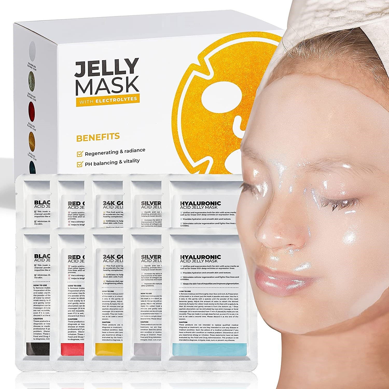 Jelly Mask Acid Kit AHA BHA 10 pcs Hydro Face Mask