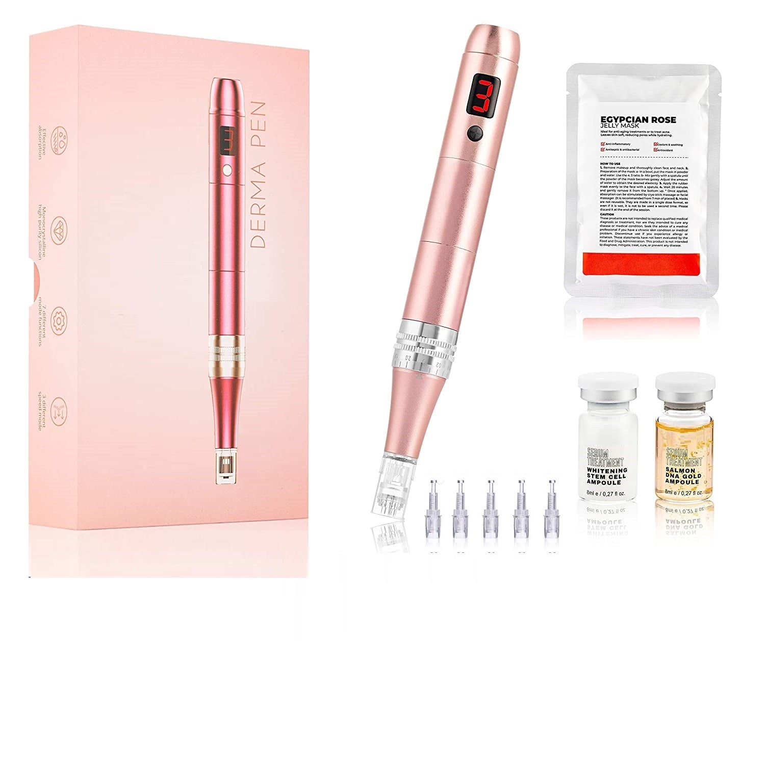 Microneedling Digital Derma Pen + 5 Cartridges