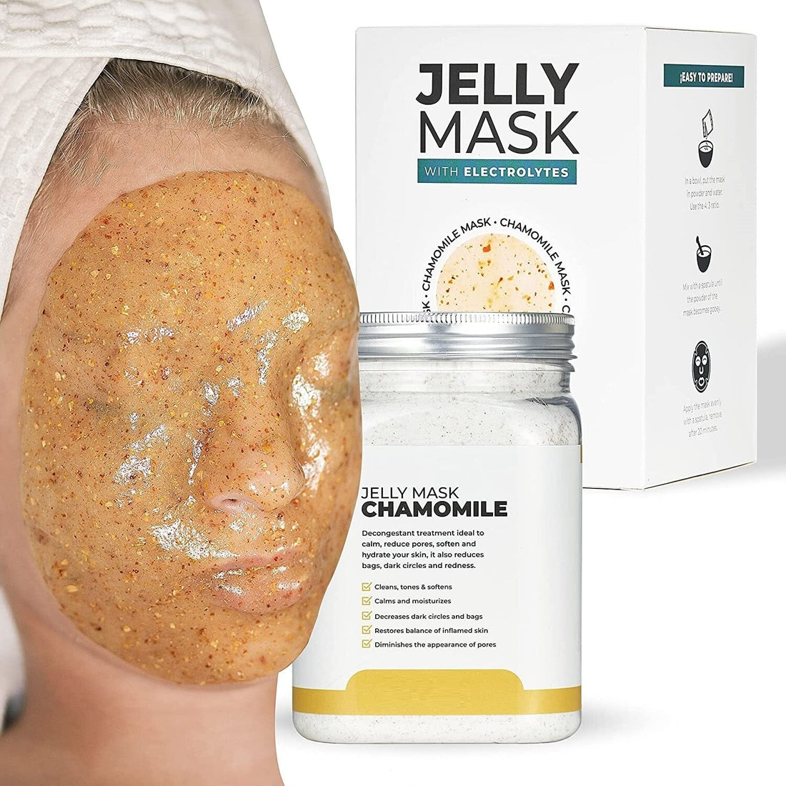 "30% Discount on Open Box" BRÜUN BEAUTY Jelly Mask Chamomile 17Oz (481 gram) Rubber Face Mask Peel-Off Jar Bruun Beauty 