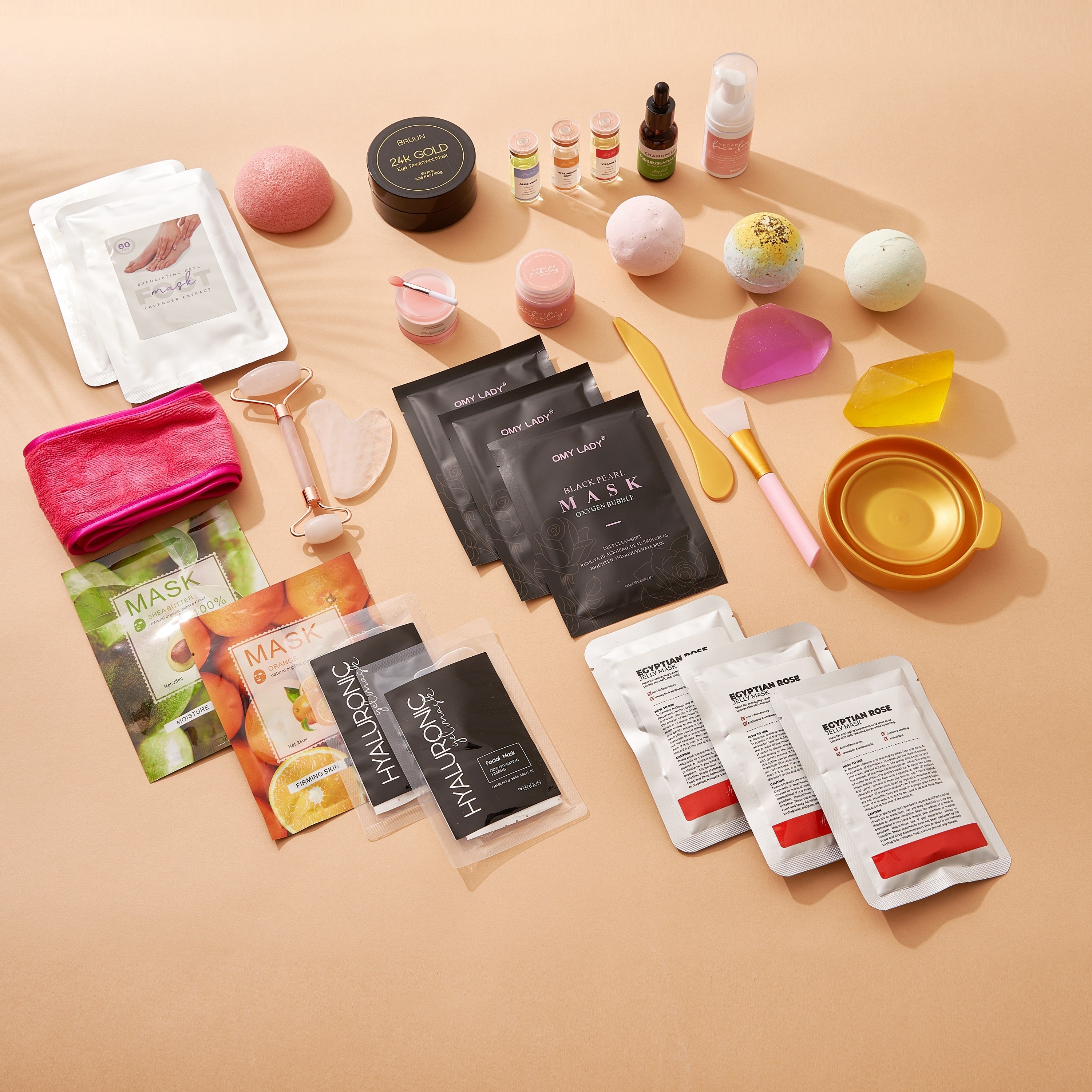 AVUX Beauty Care Bundle 31 pcs – Bath and Body Set includes Jelly Mask, Oils, Jade roller, Gua Sha, Bath Bomb, bowl, towel, spatula and more – Spa set gift on birthday and wedding for girls and women Bruun By Avery 